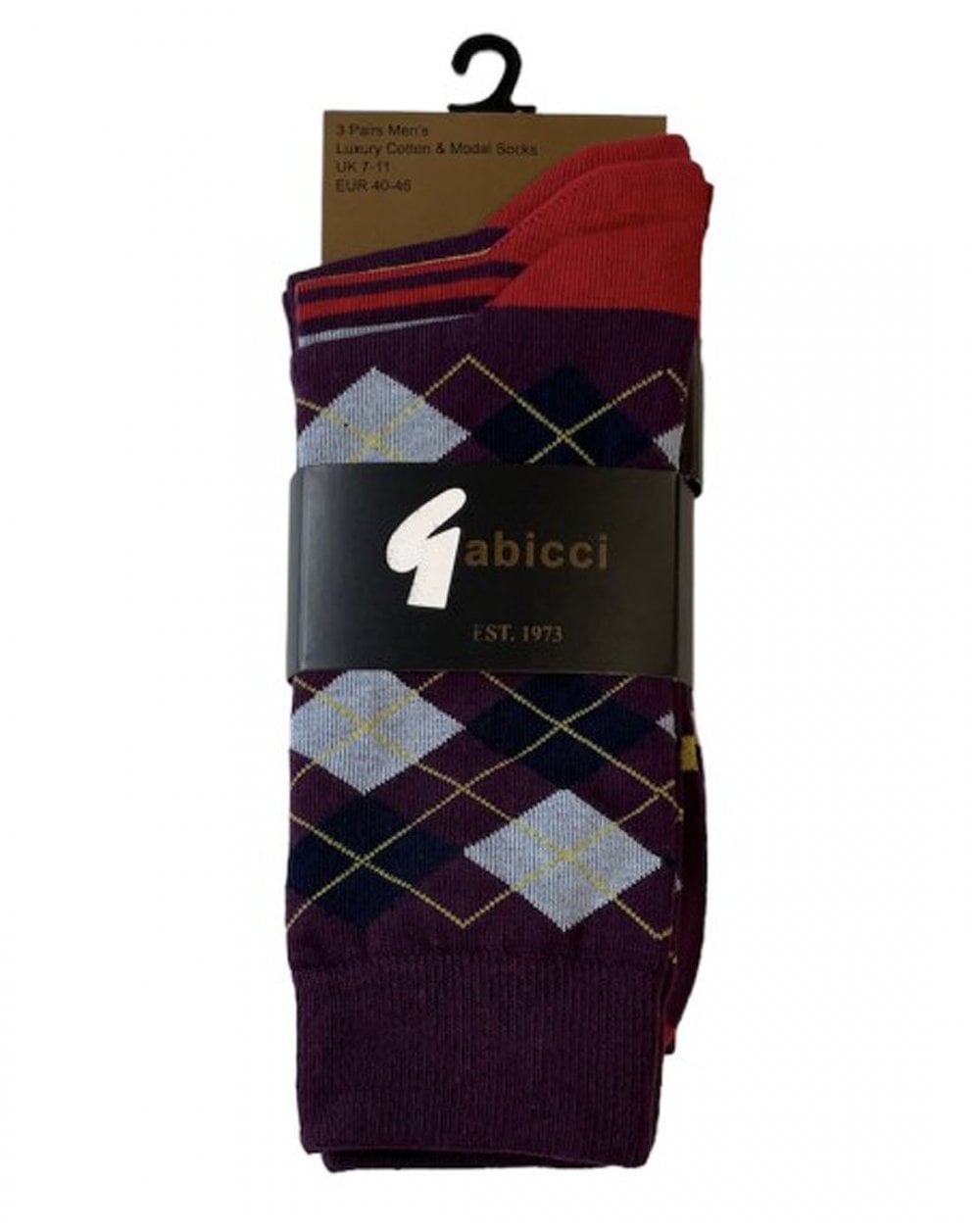 Gabicci Vintage Argyle Socks Burgundy