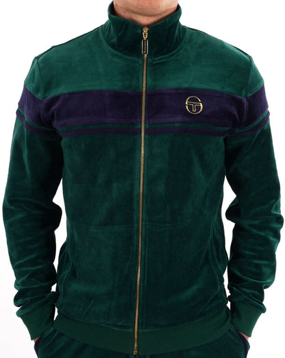 Sergio Tacchini Masters Velour Track Top Green / Navy