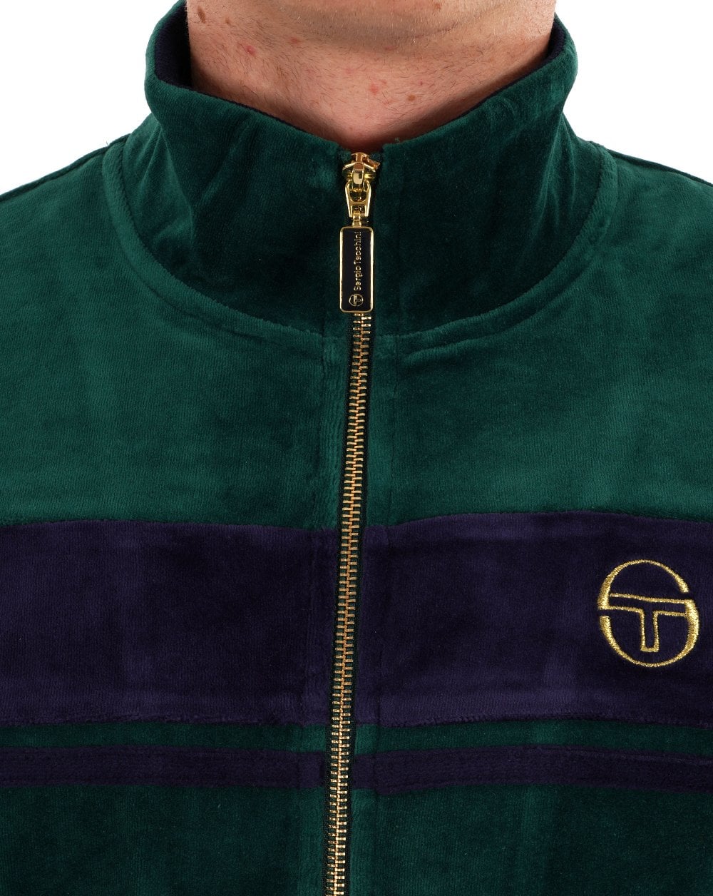Sergio Tacchini Masters Velour Track Top Green / Navy