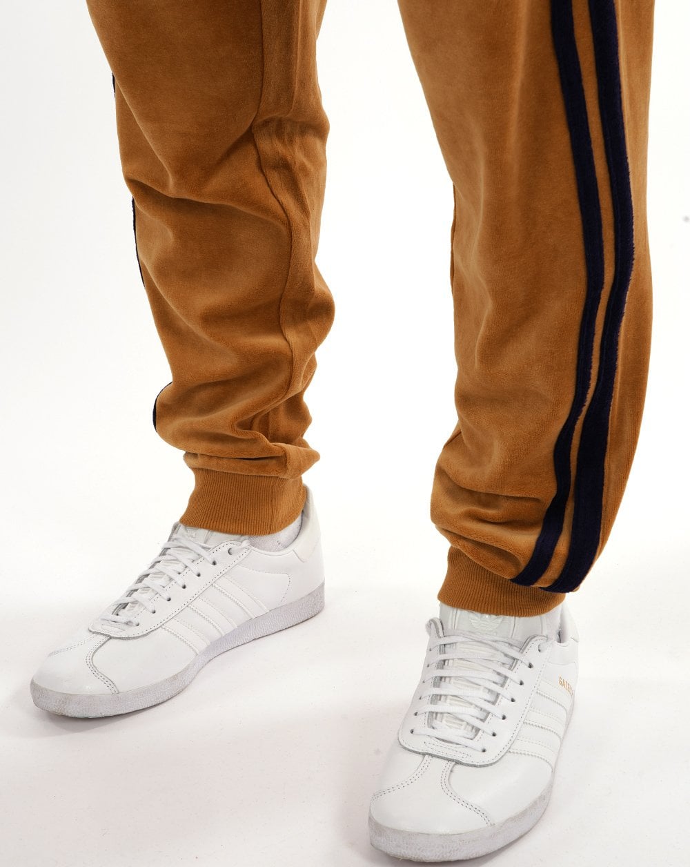 Sergio Tacchini Masters Velour Track Pants Tan / Navy Blue