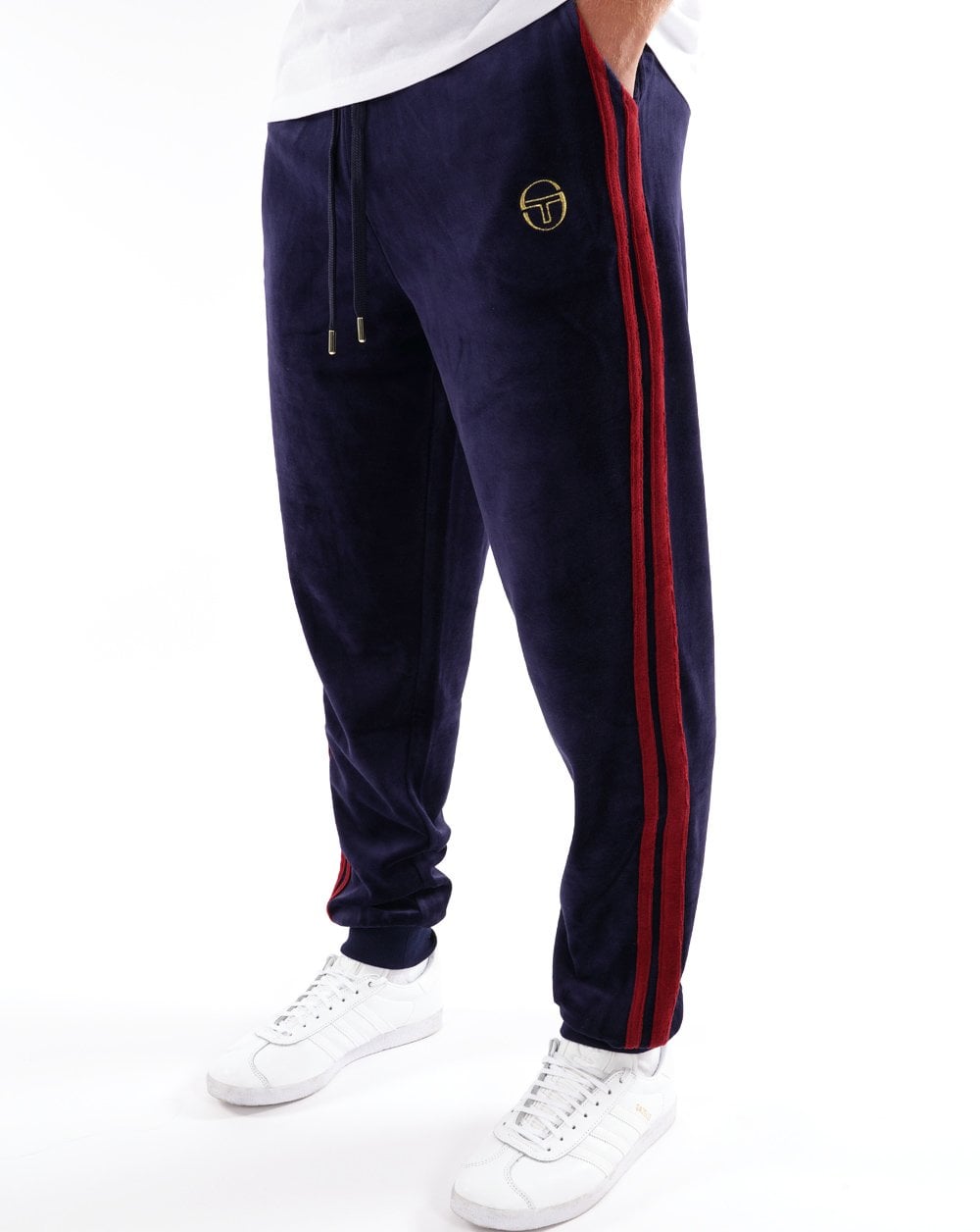 Sergio Tacchini Masters Velour Track Pants Navy Blue / Merlot