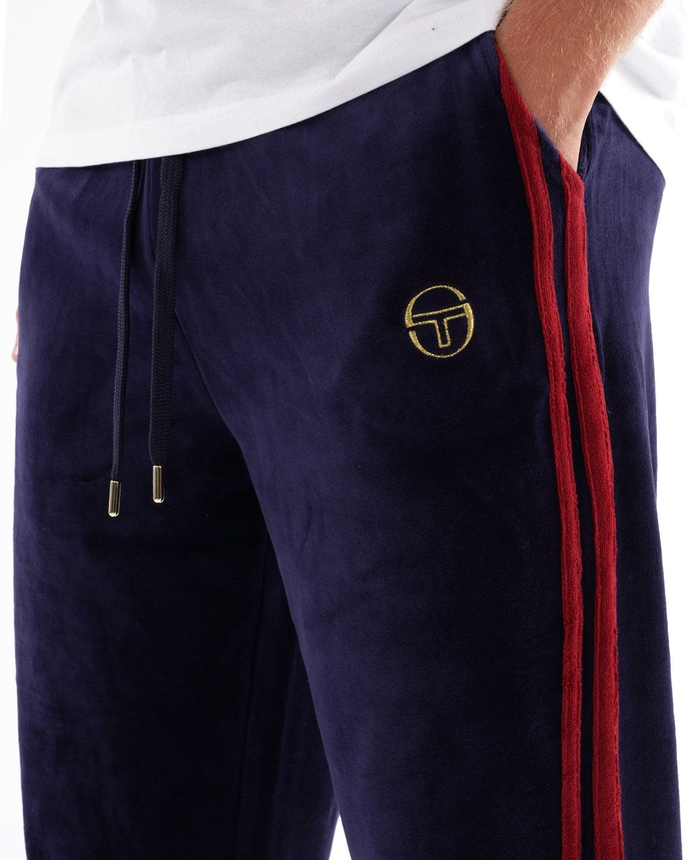 Sergio Tacchini Masters Velour Track Pants Navy Blue / Merlot