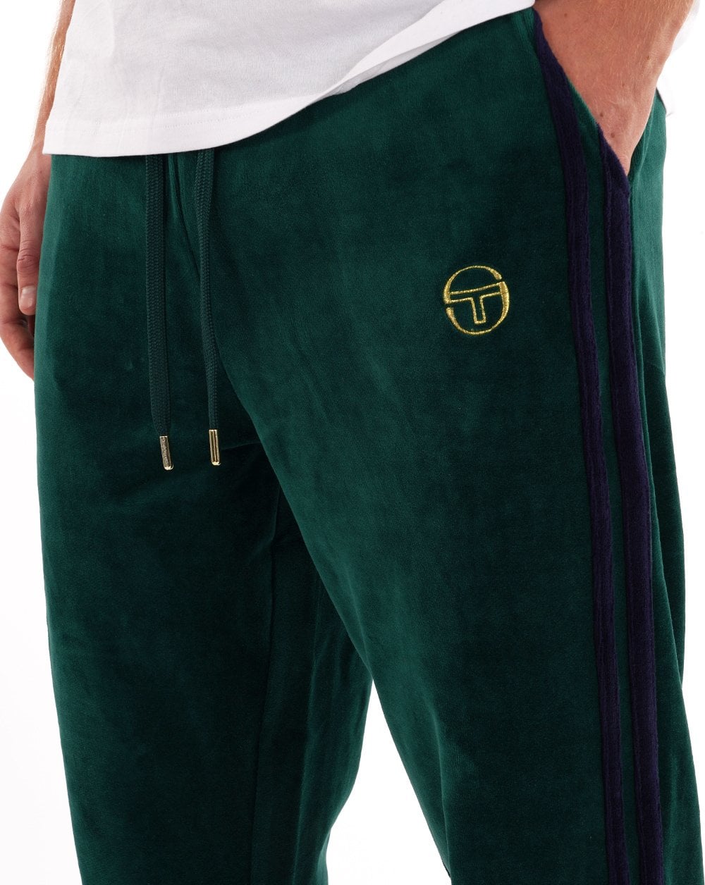 Sergio Tacchini Masters Velour Track Pants Green / Navy Blue