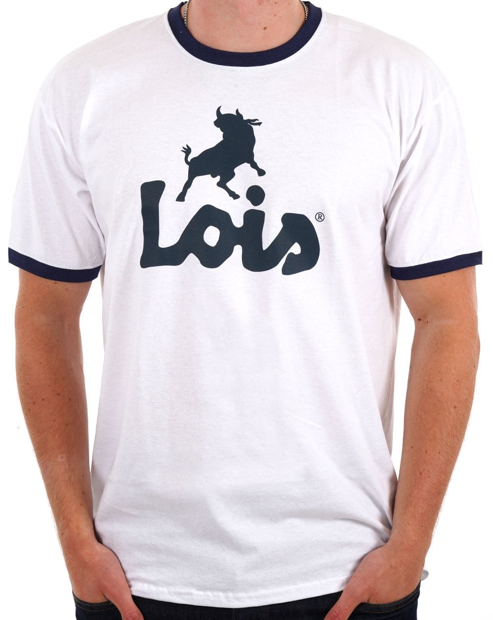 Lois Ringer Logo T Shirt White/Navy