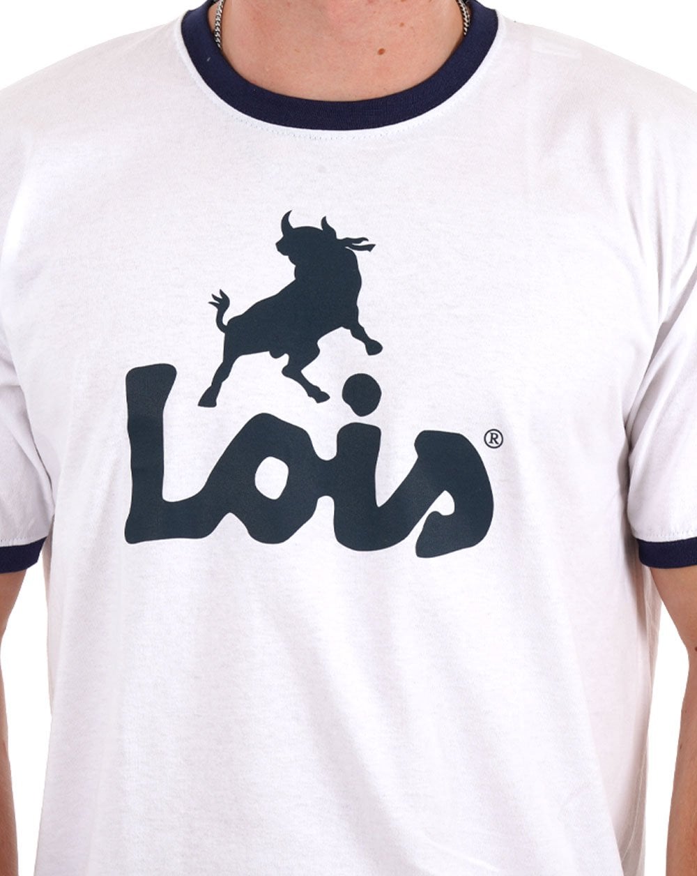 Lois Ringer Logo T Shirt White/Navy