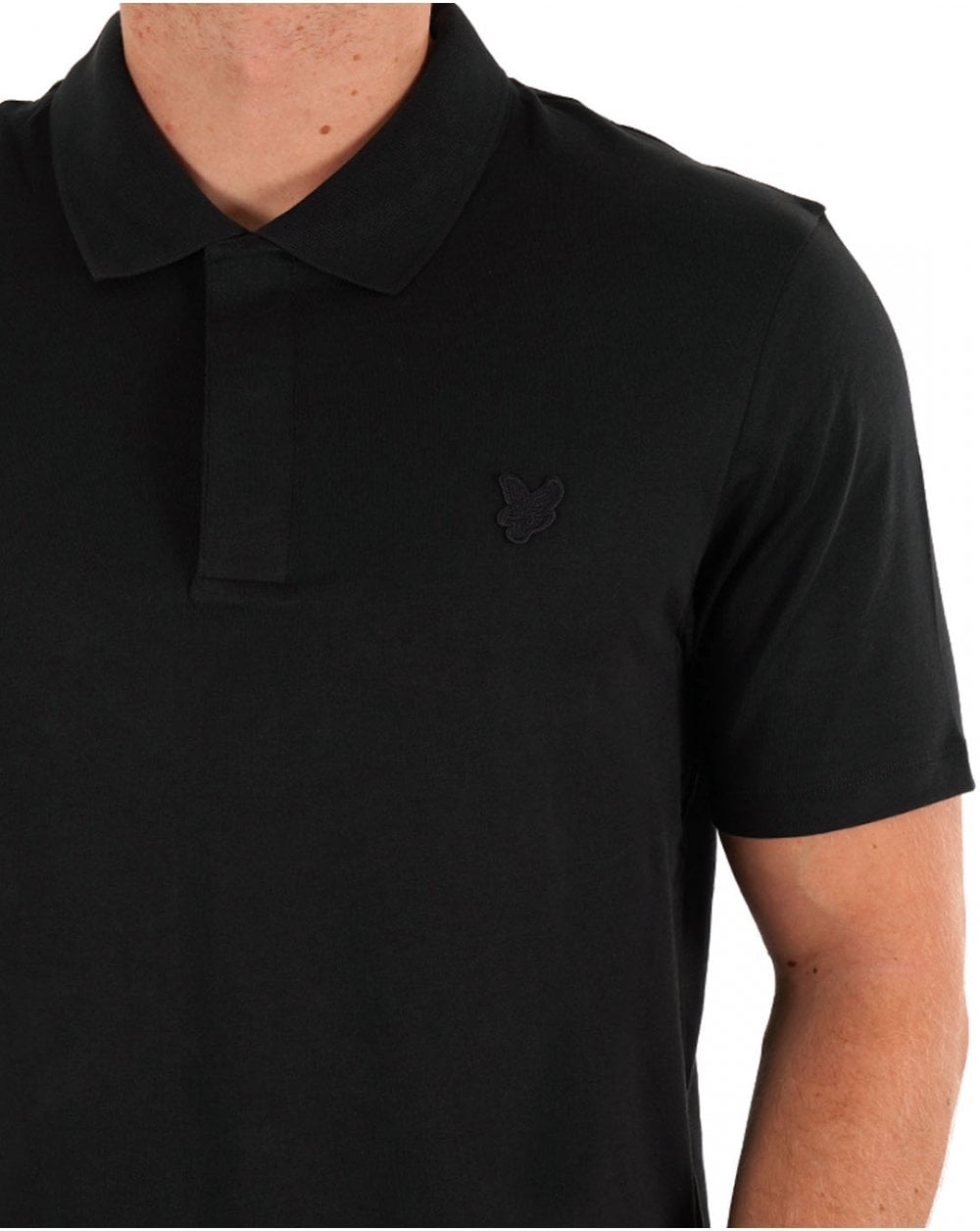 Lyle & Scott Tonal Eagle fine Cotton Polo Black