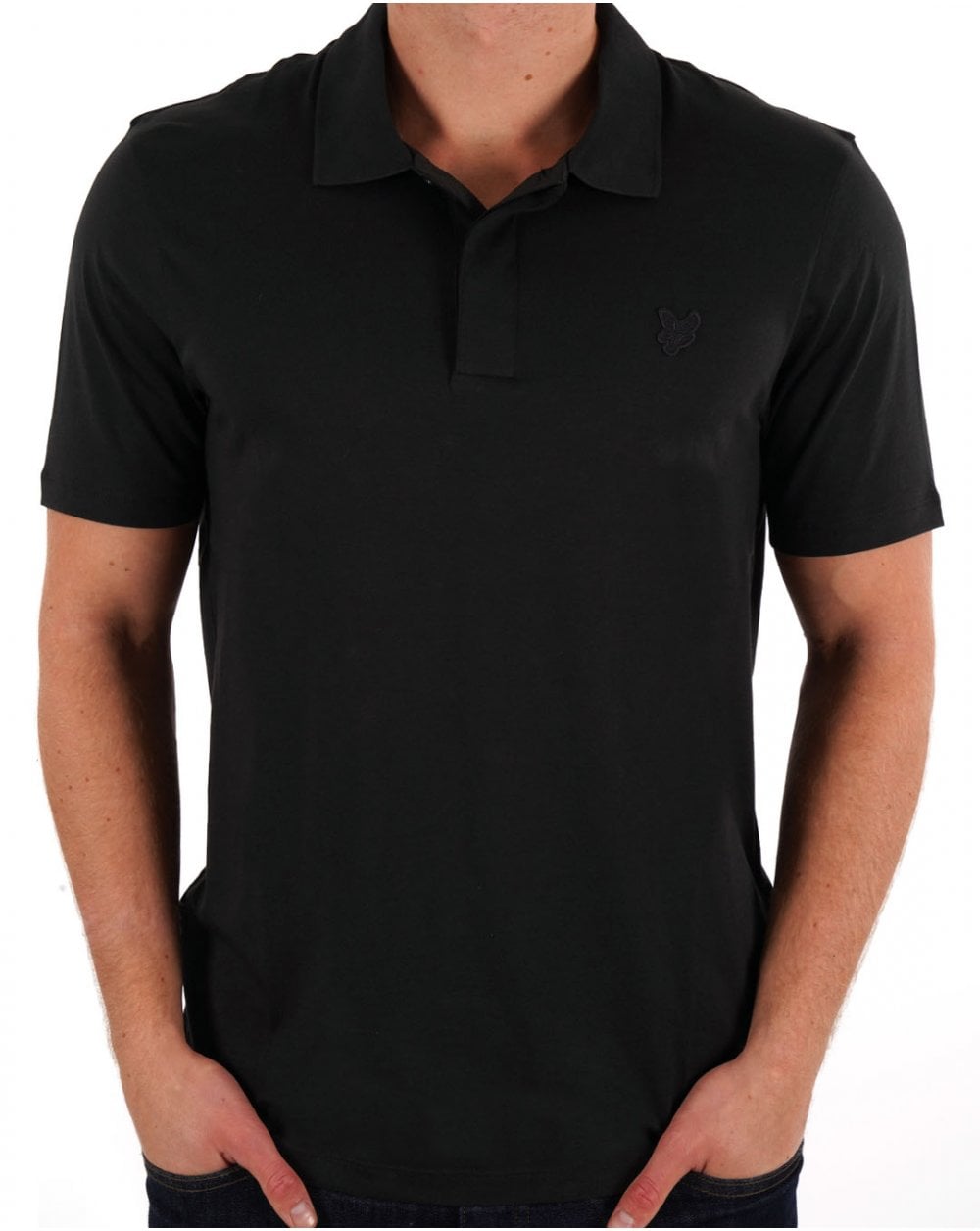 Lyle & Scott Tonal Eagle fine Cotton Polo Black