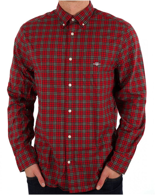 Gant Classic Poplin Tartan Shirt Ruby Red