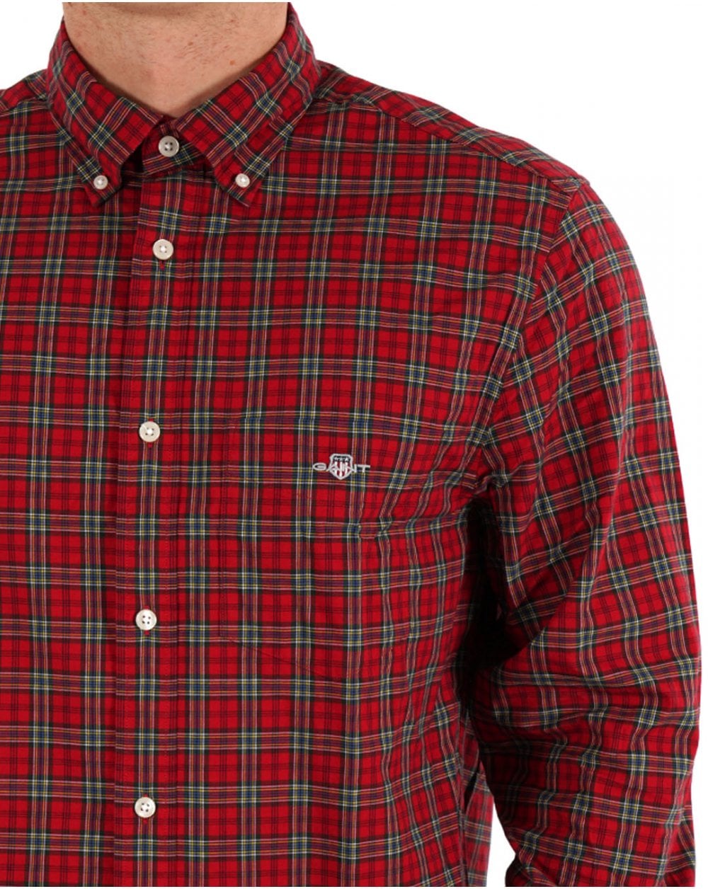 Gant Classic Poplin Tartan Shirt Ruby Red