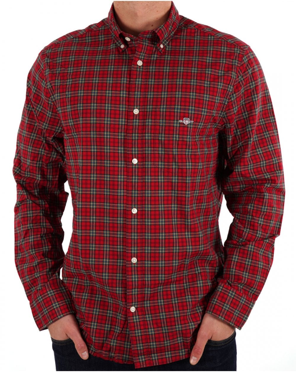 Gant Classic Poplin Tartan Shirt Ruby Red