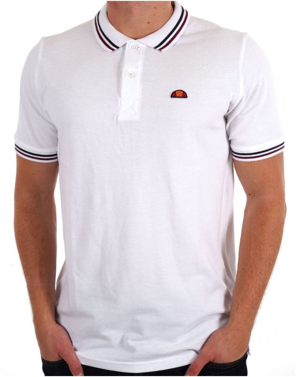 Ellesse Tipped Polo Shirt White / Navy / Burgundy