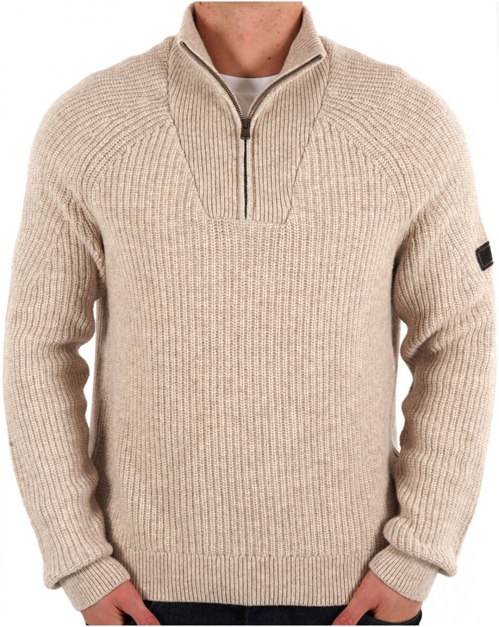 Barbour International Chester Funnel Knit Jumper Whisper White