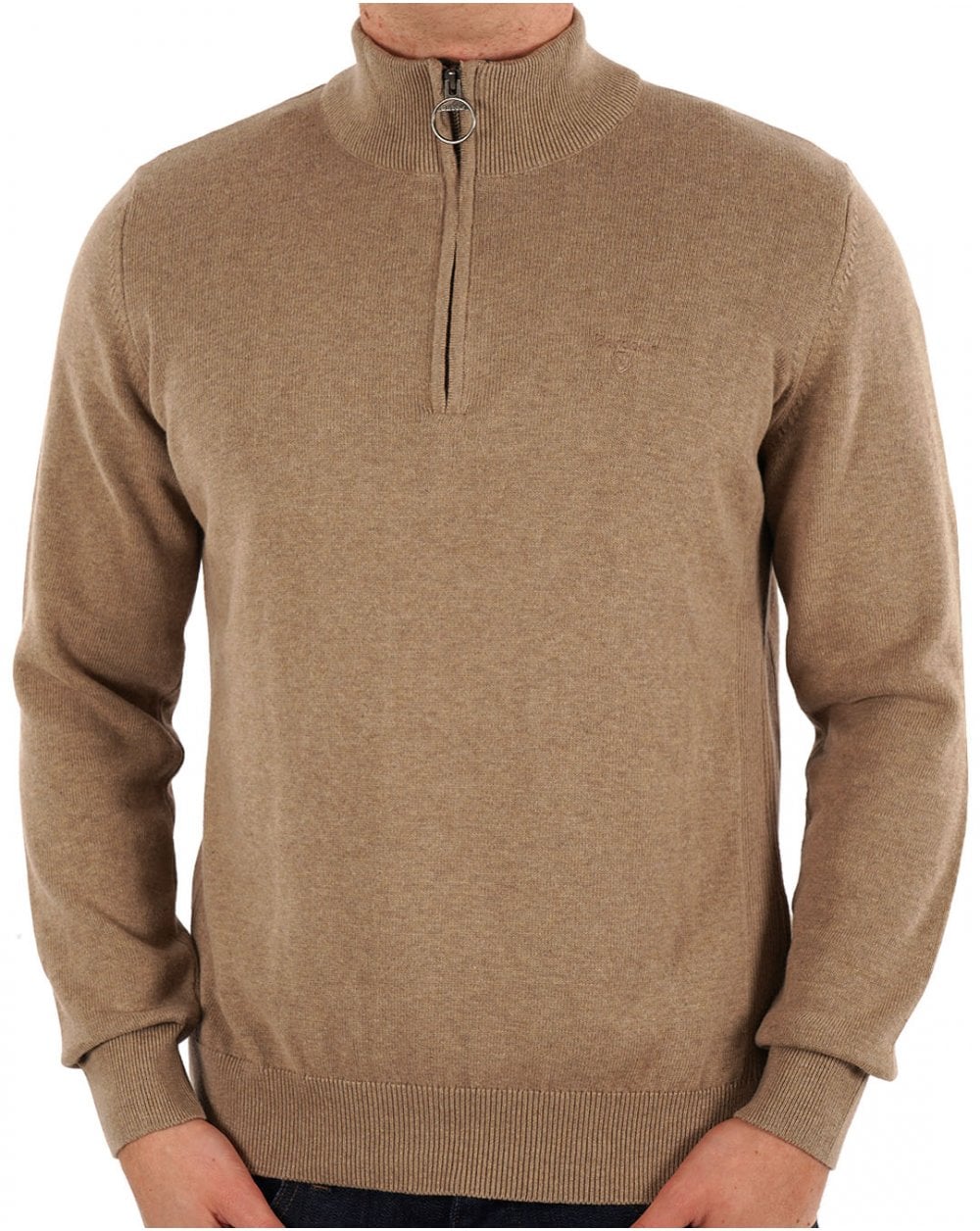Barbour Cotton Half Zip Knit Vintage Dk Sand