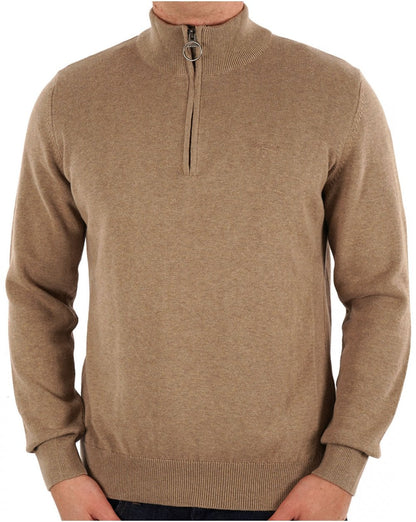 Barbour Cotton Half Zip Knit Vintage Dk Sand