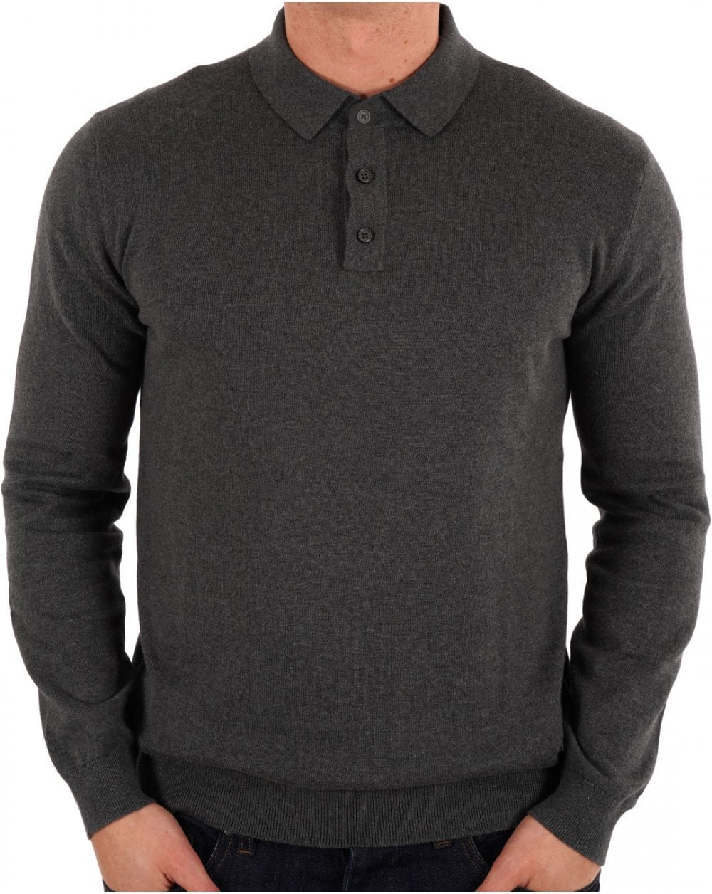 Barbour Bassington Knitted LS Polo Charcoal