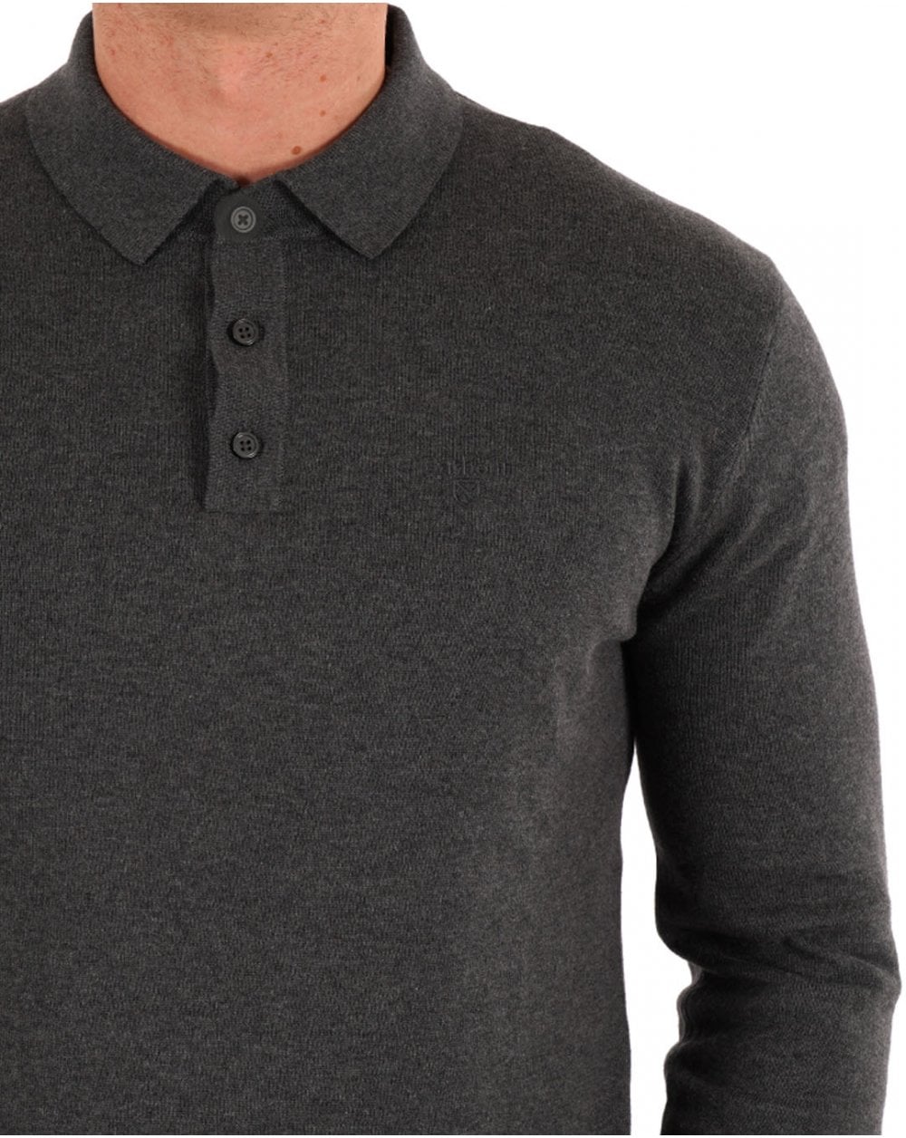 Barbour Bassington Knitted LS Polo Charcoal