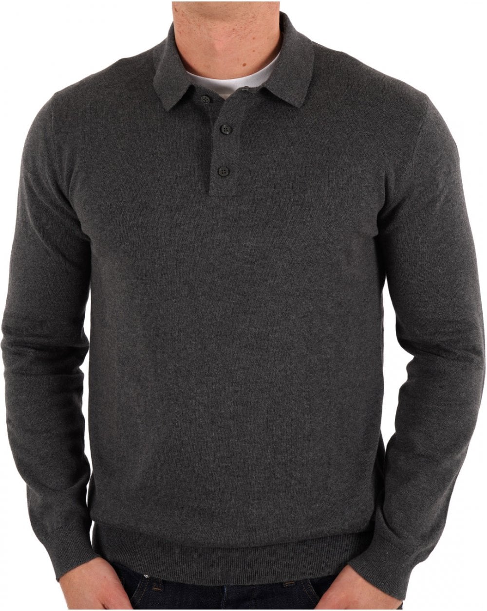 Barbour Bassington Knitted LS Polo Charcoal