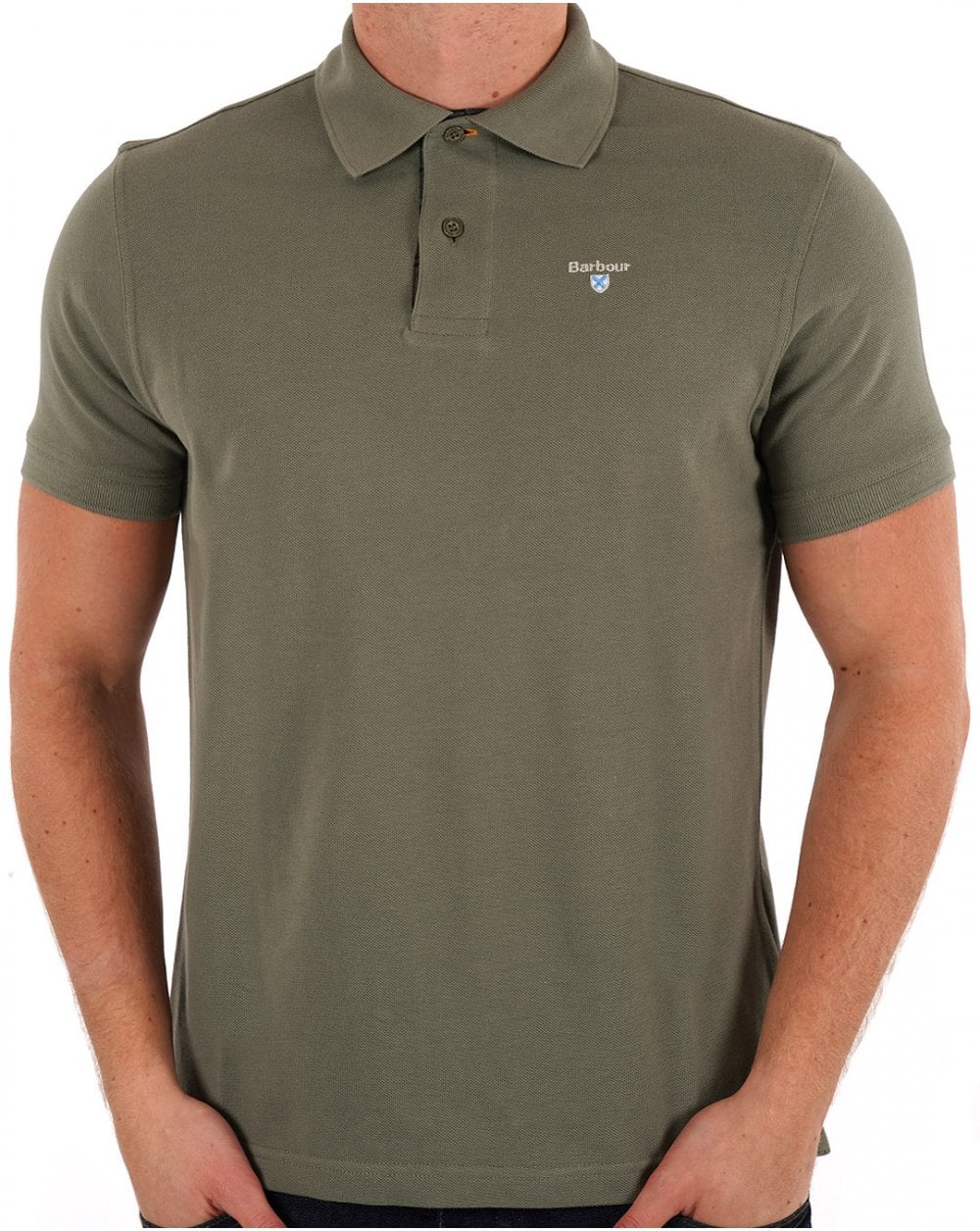 Barbour Tartan Pique Polo Shirt Green Slate