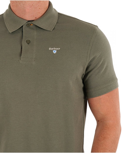 Barbour Tartan Pique Polo Shirt Green Slate