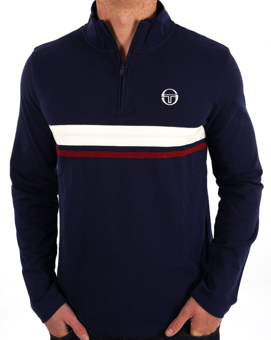 Sergio Tacchini Sergio Tacchini 1/4 Zip Navy - Twin Stripe