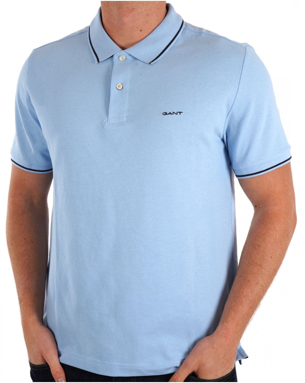 Gant Tipping Pique Polo Shirt Capri Blue