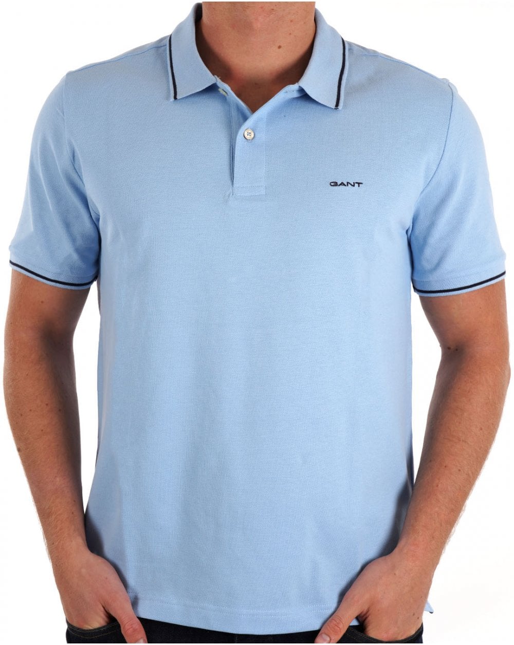 Gant Tipping Pique Polo Shirt Capri Blue