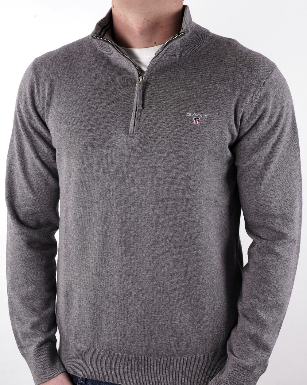 Gant Cotton Half Zip Dark Grey Melange