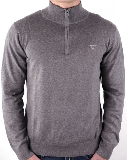 Gant Cotton Half Zip Dark Grey Melange