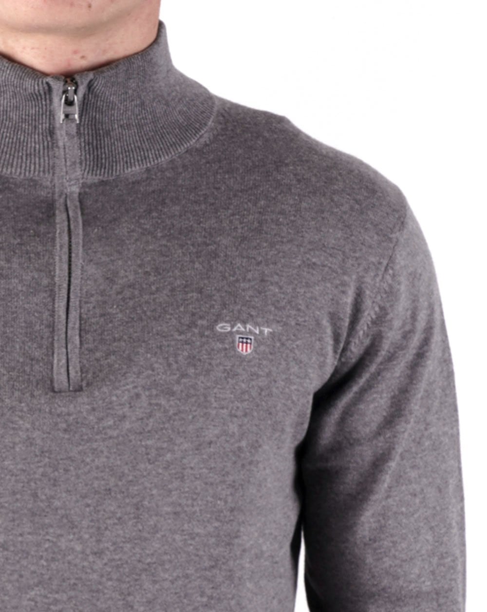 Gant Cotton Half Zip Dark Grey Melange