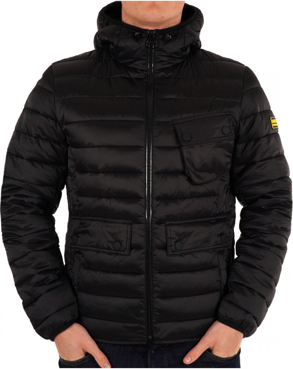 Barbour International Racer Ouston Hooded Quilted Jacket Black