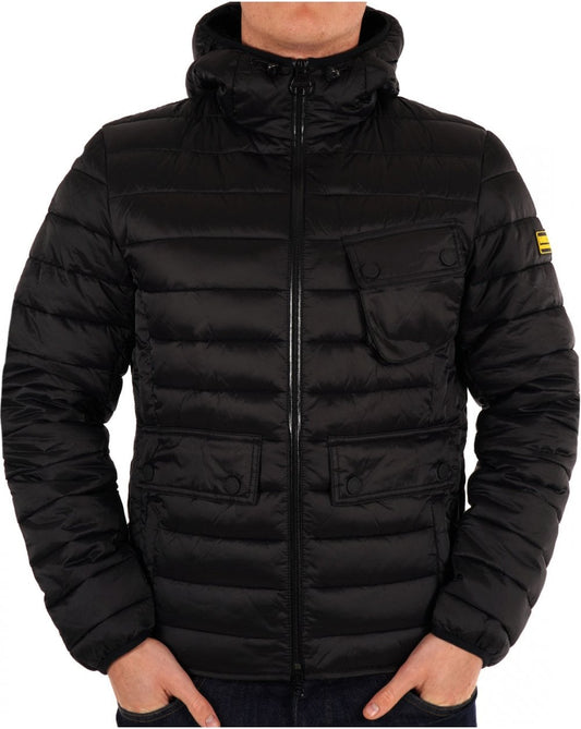 Barbour International Racer Ouston Hooded Quilted Jacket Black