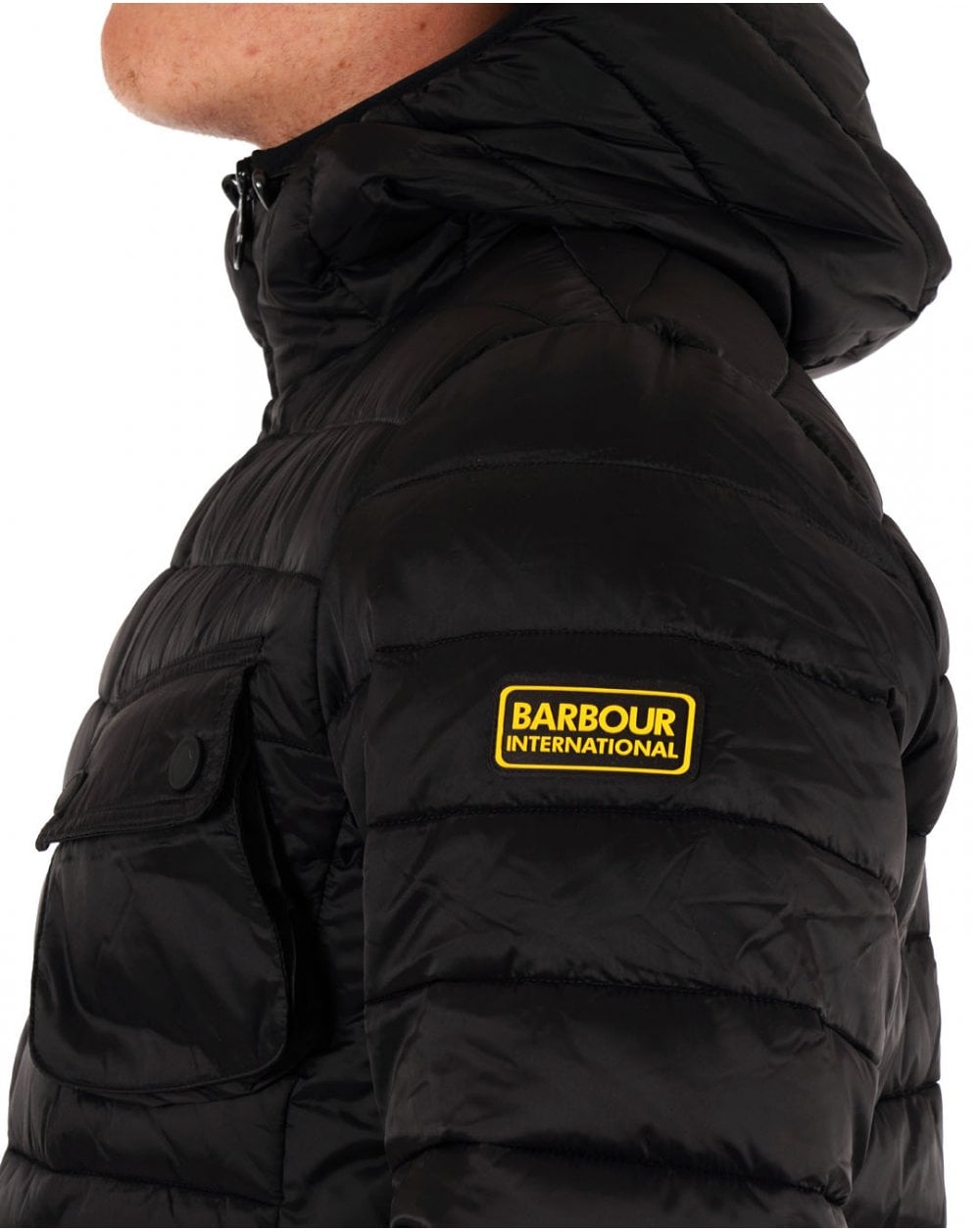 Barbour International Racer Ouston Hooded Quilted Jacket Black