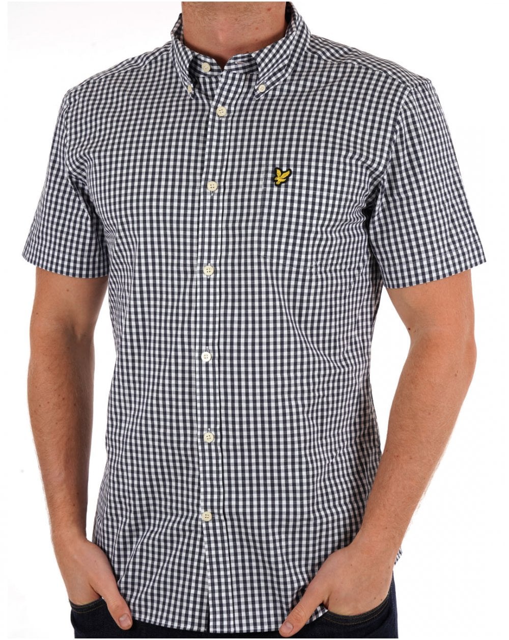 Lyle And Scott Short Sleeve Gingham Shirt Navy