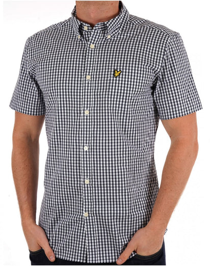 Lyle And Scott Short Sleeve Gingham Shirt Navy