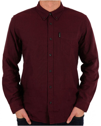 Ben Sherman Long Sleeved Oxford Shirt Burgundy