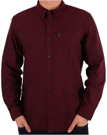 Ben Sherman Long Sleeved Oxford Shirt Burgundy