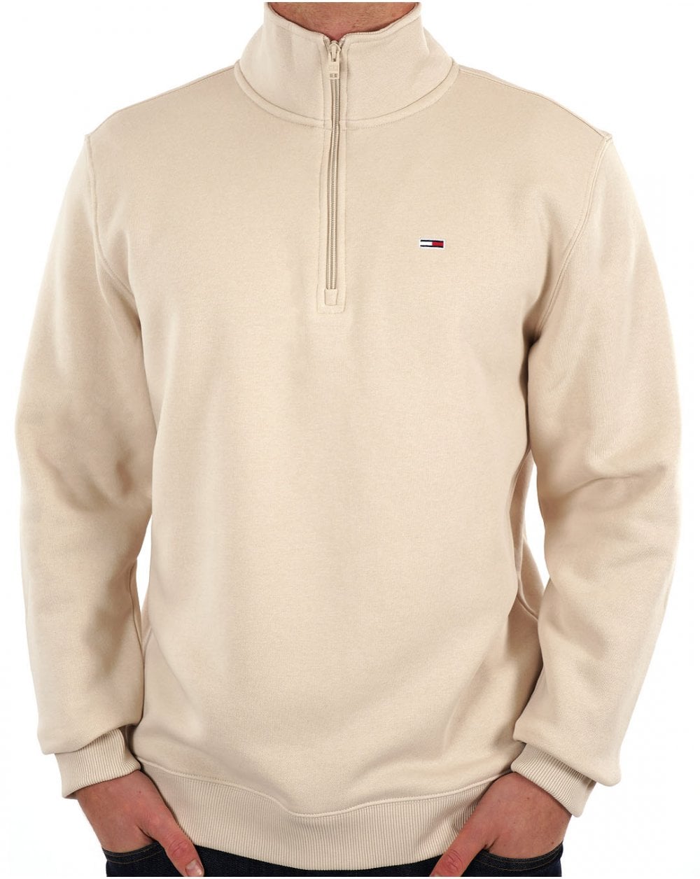 Tommy Jeans 1/4 Zip Neck Sweat Stone