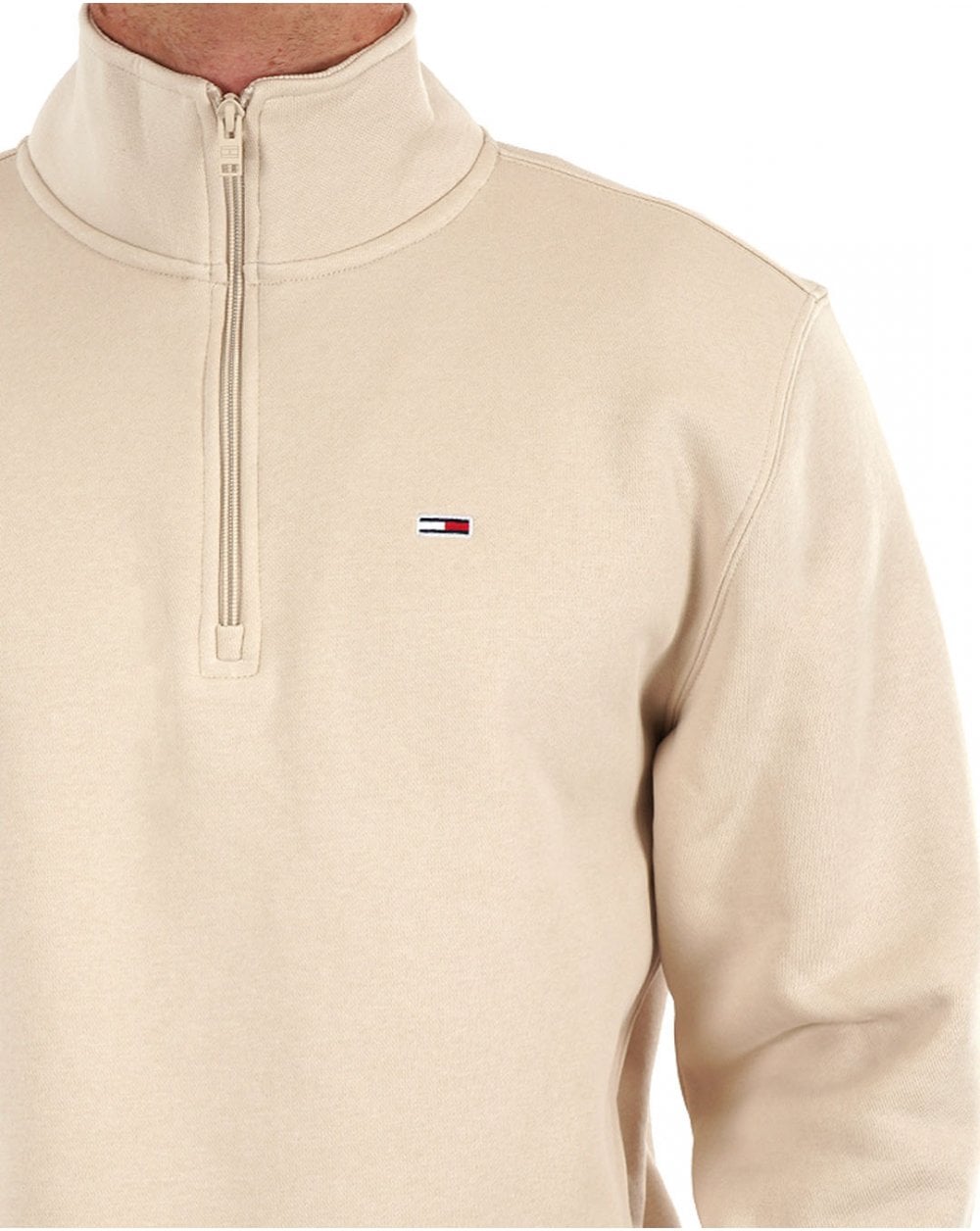 Tommy Jeans 1/4 Zip Neck Sweat Stone