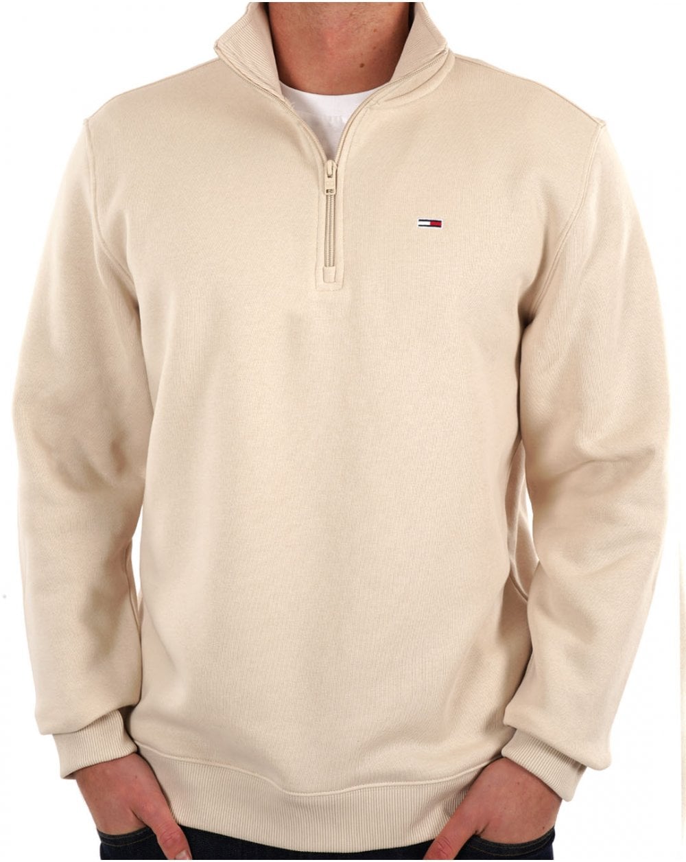 Tommy Jeans 1/4 Zip Neck Sweat Stone