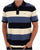 Gant Block Striped Pique Polo Shirt Navy Blue
