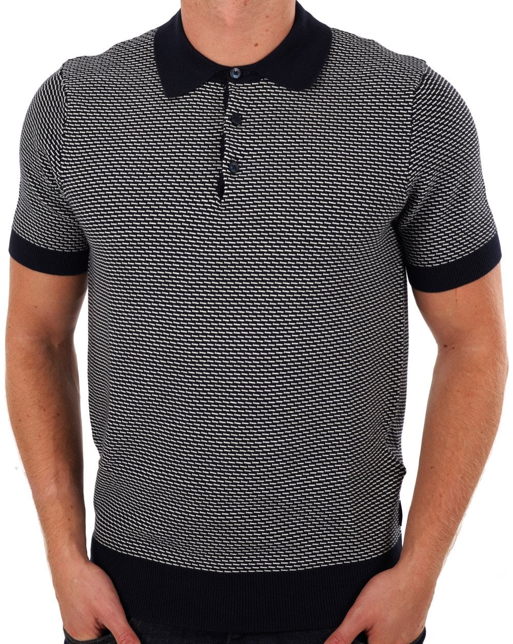 Ben Sherman Bicoloured Textured Polo Navy