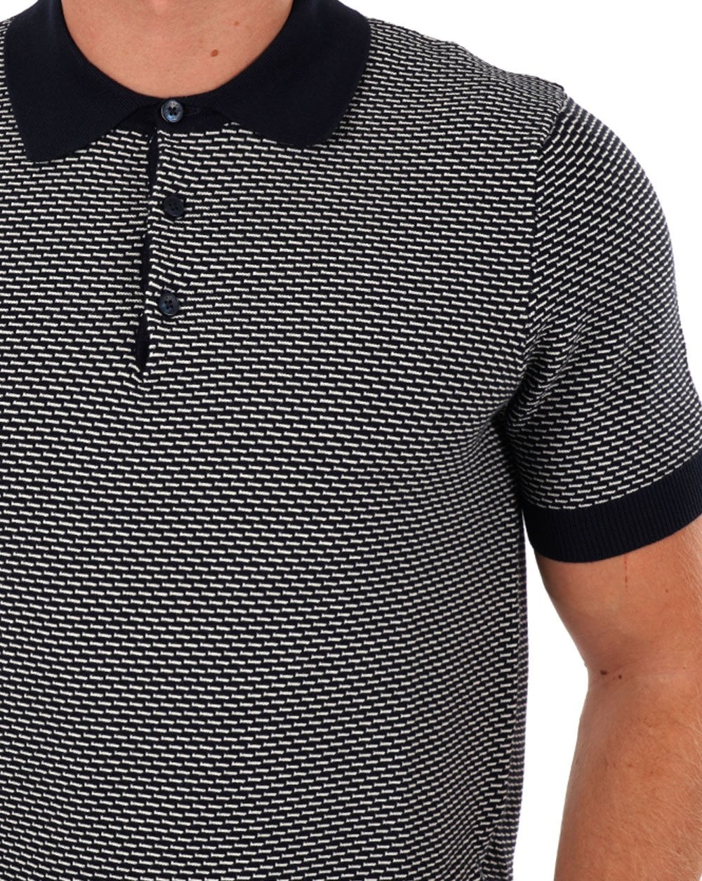 Ben Sherman Bicoloured Textured Polo Navy