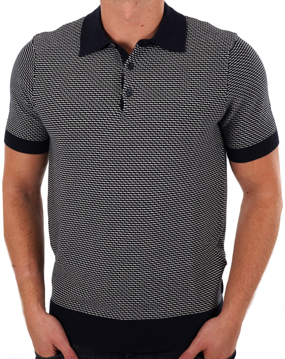 Ben Sherman Bicoloured Textured Polo Navy
