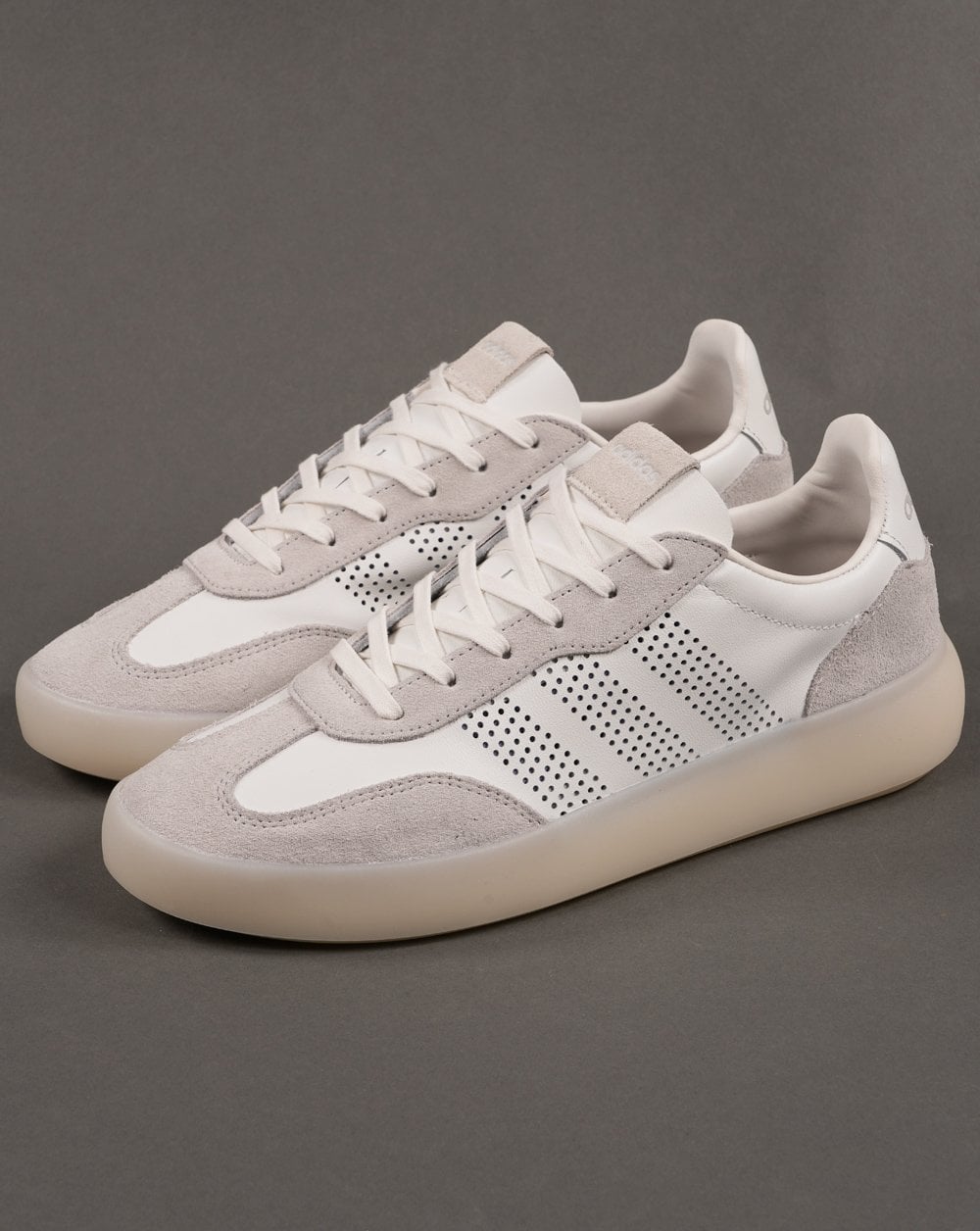 Adidas Barreda Leather Trainers White/ Grey ice sole