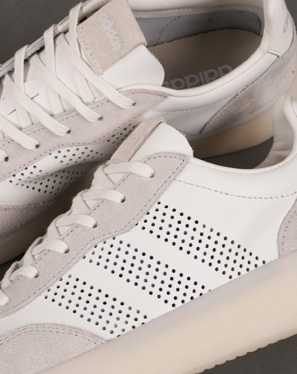 Adidas Barreda Leather Trainers White/ Grey ice sole