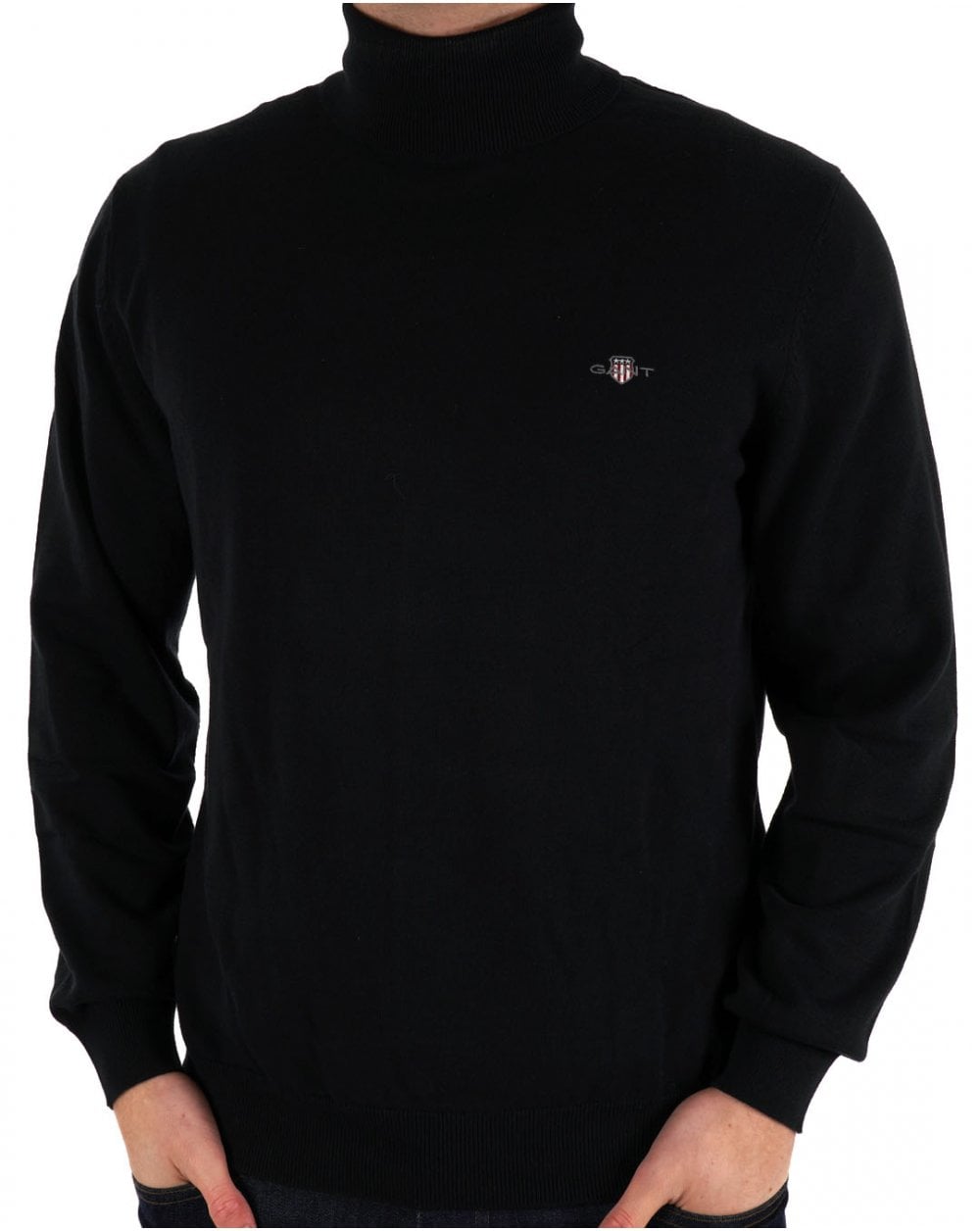 Gant Classic Cotton Roll Neck Black