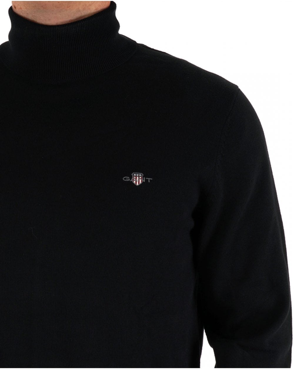 Gant Classic Cotton Roll Neck Black