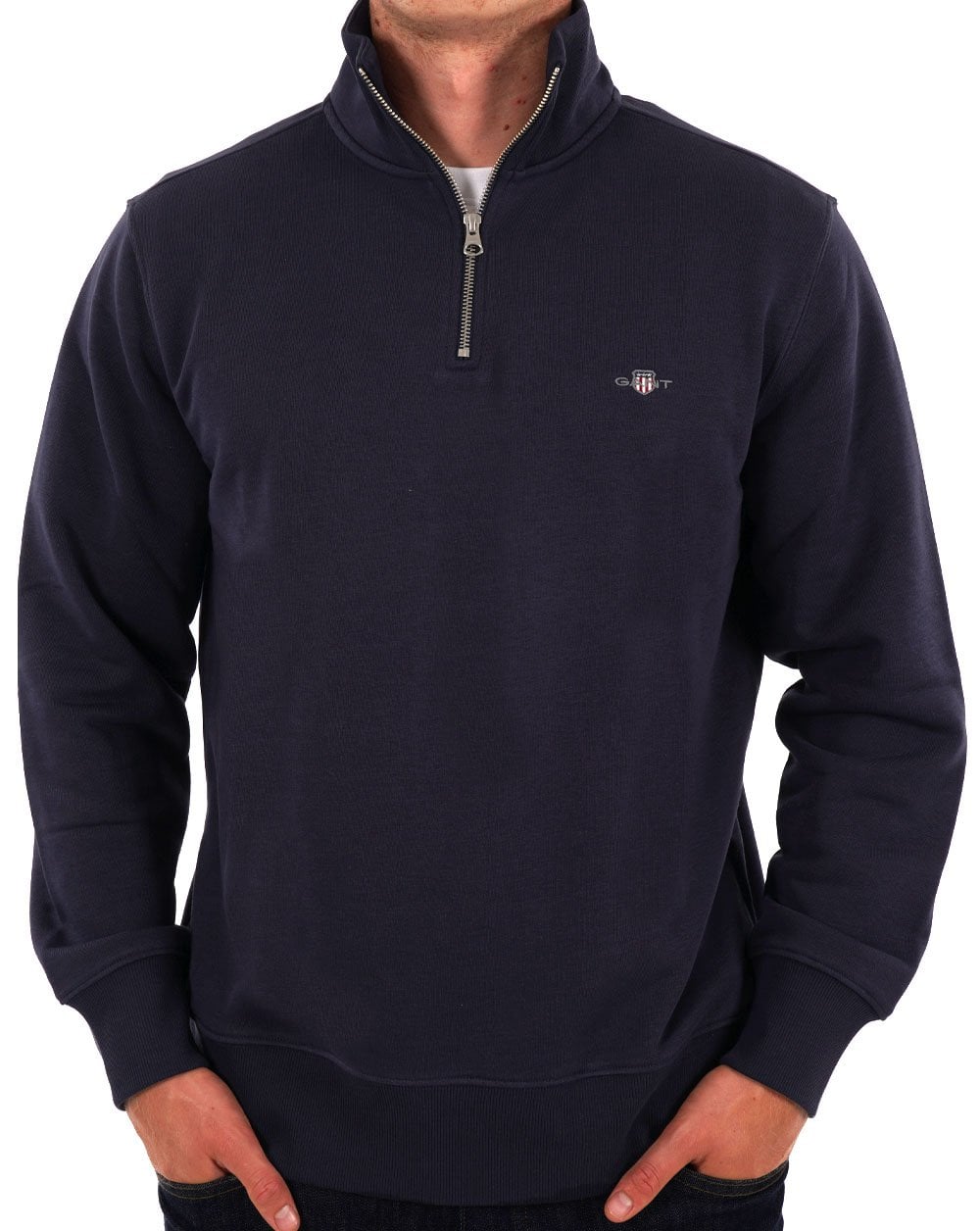 Gant Shield Half Zip Sweat Navy Blue