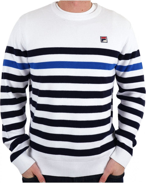 Fila Vintage Raku Crew Knit White / Navy / Sea Blue