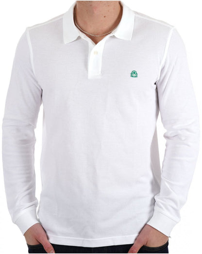 Benetton Long Sleeve Polo Shirt White